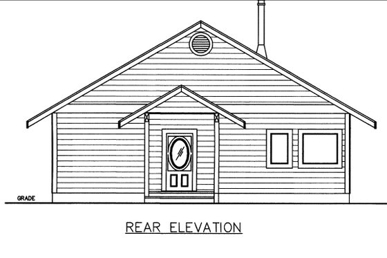 Exterior - Rear Elevation for Cottage House Plan #117-943 - 2 bed, 2 bath