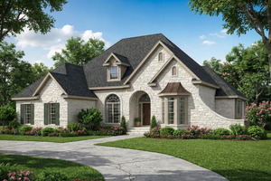 European Exterior - Front Elevation Plan #17-124