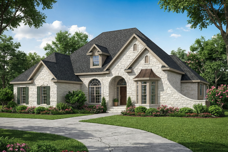 House Blueprint - European Exterior - Front Elevation Plan #17-124