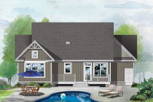 Exterior - Rear Elevation for Craftsman House Plan #929-1105 - 3 bed, 2 bath