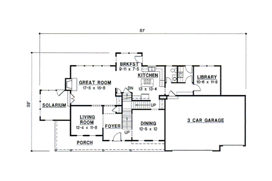 Floor Plan - Main Floor for Country House Plan #67-563 - 4 bed, 3.5 bath