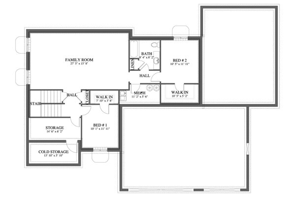 House Blueprint - Craftsman Floor Plan - Lower Floor Plan #1060-394