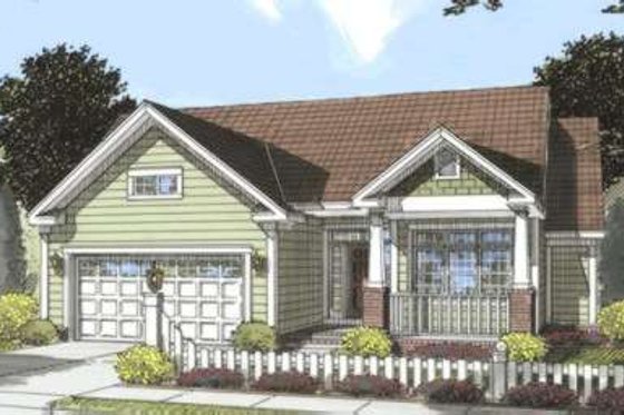 Exterior - Front Elevation for Traditional House Plan #20-1837 - 4 bed, 2 bath