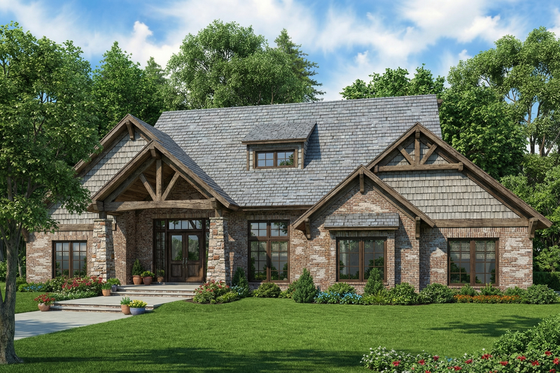 Dream House Plan - Craftsman Exterior - Front Elevation Plan #17-2445
