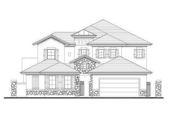 Exterior - Front Elevation for European House Plan #411-880 - 5 bed, 4.5 bath