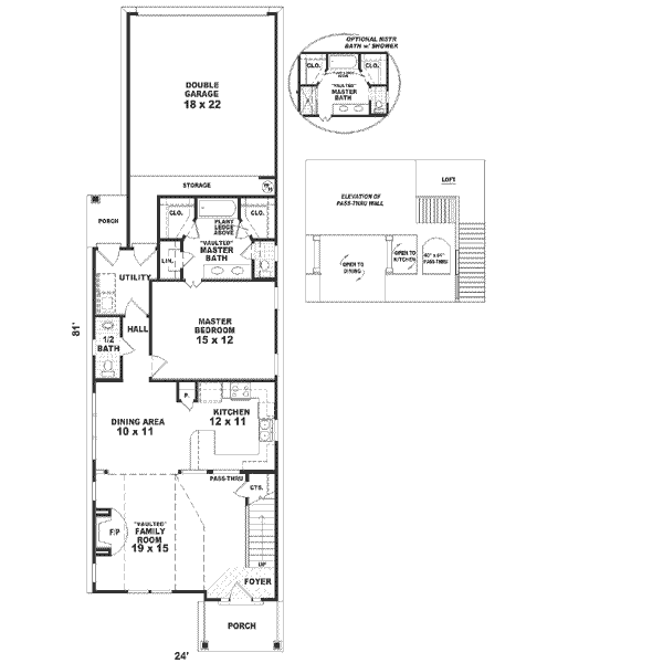 Floor Plan - Main Floor for Contemporary House Plan #81-135 - 3 bed, 2.5 bath