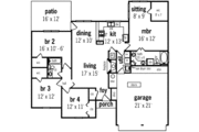 European Style House Plan - 4 Beds 2 Baths 1682 Sq/Ft Plan #45-256 