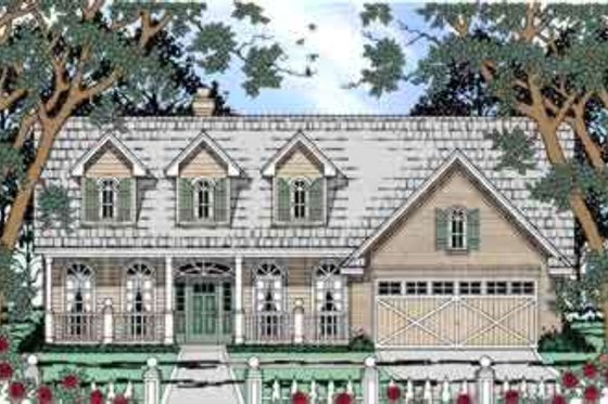 Exterior - Front Elevation for Country House Plan #42-330 - 3 bed, 2 bath