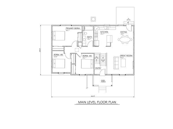 House Plan Design - Floor Plan - Main Floor for Traditional House Plan #1122-8 - 3 bed, 1 bath