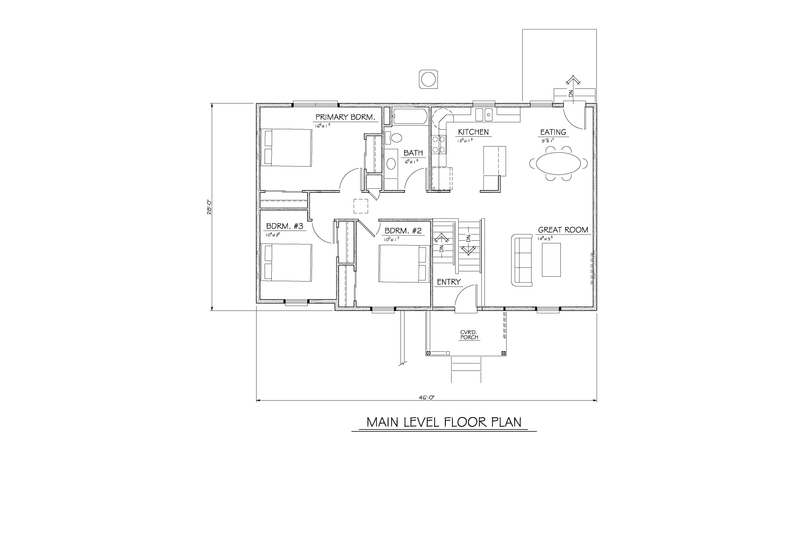 House Plan Design - Floor Plan - Main Floor for Traditional House Plan #1122-8 - 3 bed, 1 bath