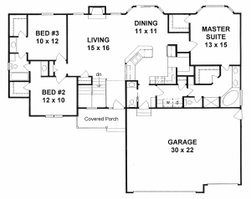 Floor Plan - Main Floor for Traditional House Plan #58-235 - 3 bed, 2 bath
