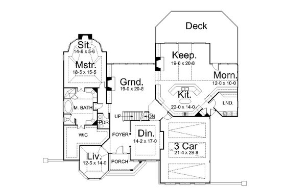 Floor Plan - Main Floor for European House Plan #119-251 - 4 bed, 3.5 bath