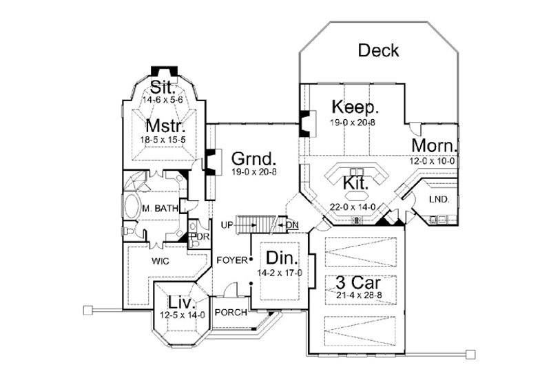 Home Plan - Floor Plan - Main Floor for European House Plan #119-251 - 4 bed, 3.5 bath