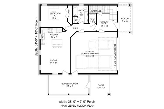 Floor Plan - Main Floor for Traditional House Plan #932-545 - 2 bed, 2 bath