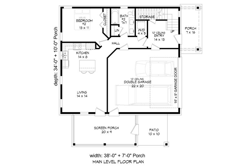 House Design - Floor Plan - Main Floor for Traditional House Plan #932-545 - 2 bed, 2 bath