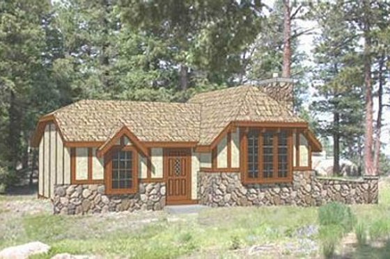 Exterior - Front Elevation for Tudor House Plan #116-113 - 2 bed, 1 bath