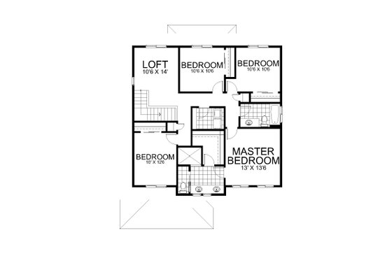 Floor Plan - Upper Floor for Traditional House Plan #112-214 - 4 bed, 2.5 bath