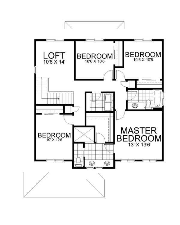 Traditional Floor Plan - Upper Floor Plan #112-214
