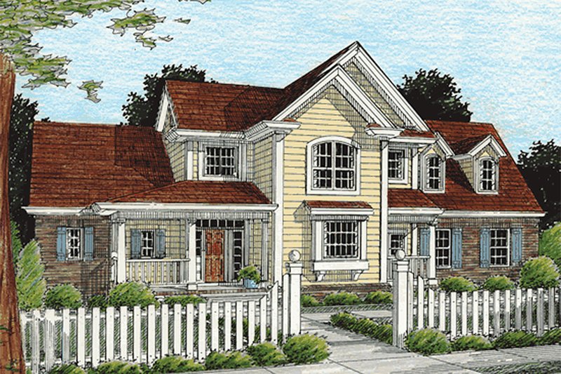 Architectural House Design - Country Exterior - Front Elevation Plan #20-367