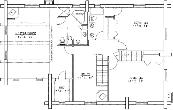 Log Floor Plan - Upper Floor Plan #117-116
