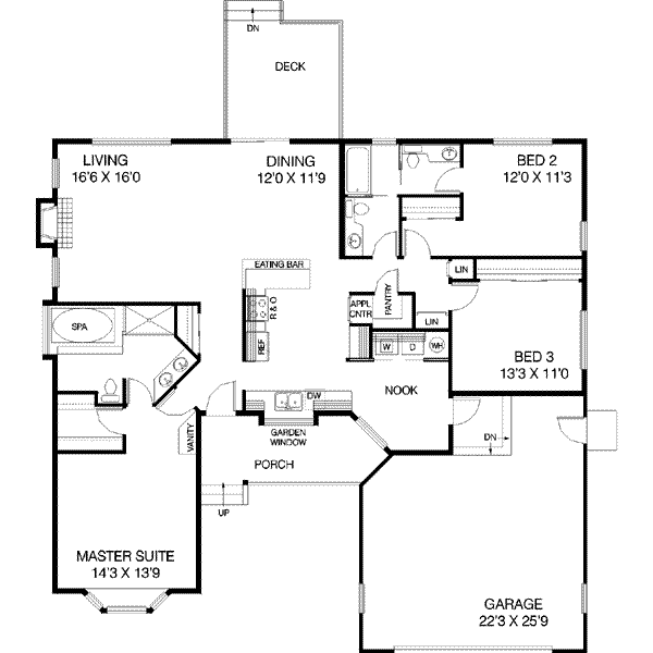 Home Plan - Ranch Floor Plan - Main Floor Plan #60-423