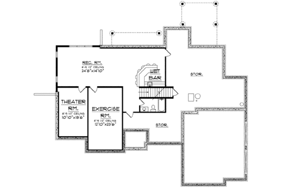 Floor Plan - Lower Floor for European House Plan #70-641 - 4 bed, 3.5 bath