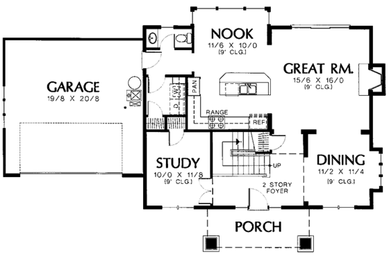 Floor Plan - Main Floor for Craftsman House Plan #48-760 - 3 bed, 2.5 bath