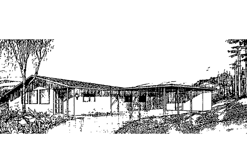 House Blueprint - Exterior - Front Elevation 3 for Country House Plan #60-855 - 2 bed, 1 bath