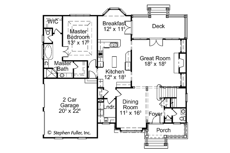 Home Plan - Floor Plan - Main Floor for Colonial House Plan #429-396 - 4 bed, 3.5 bath