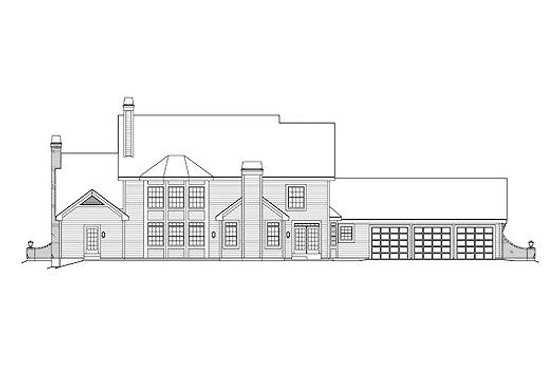 Exterior - Rear Elevation for European House Plan #57-354 - 4 bed, 5.5 bath