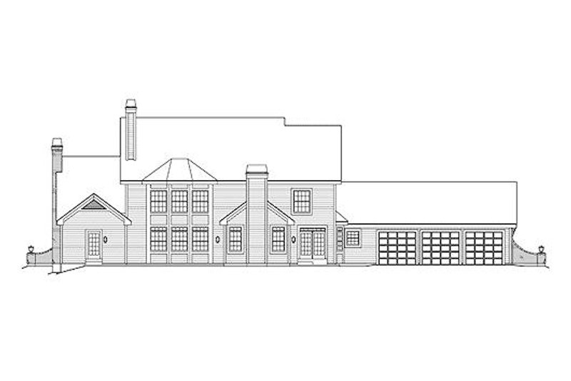 Home Plan - Exterior - Rear Elevation for European House Plan #57-354 - 4 bed, 5.5 bath