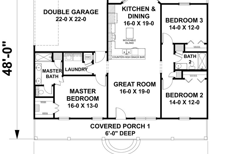 Dream House Plan - Exterior - Front Elevation 3 for Southern House Plan #44-252 - 3 bed, 2 bath