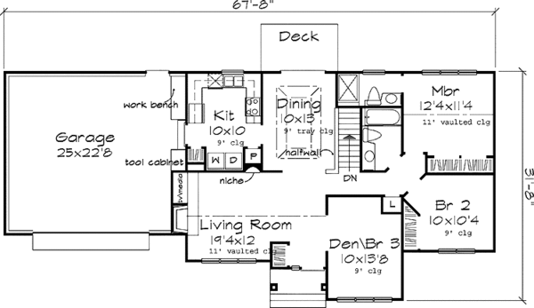 Architectural House Design - Ranch Floor Plan - Main Floor Plan #320-556