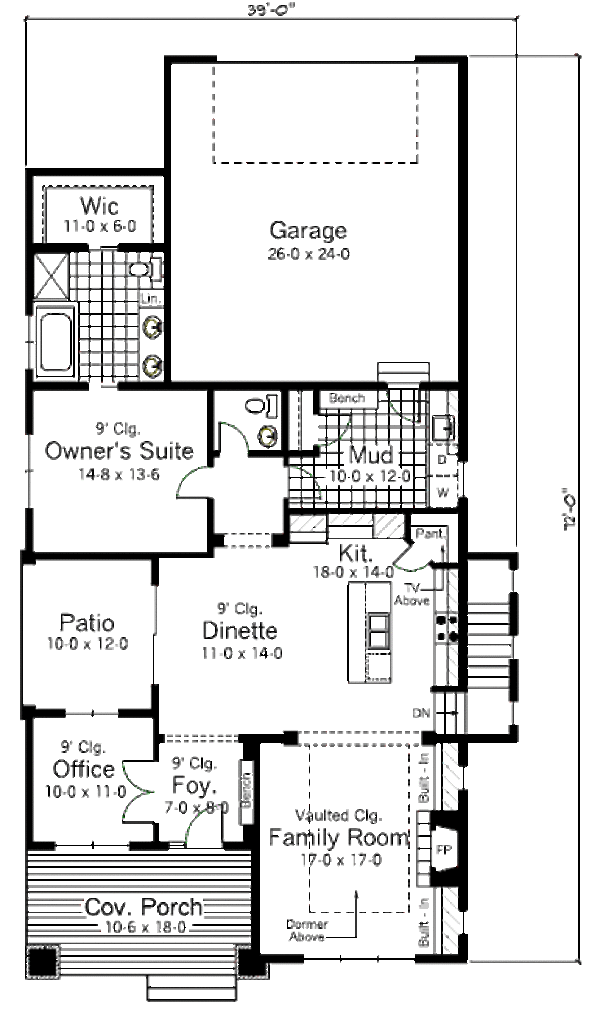 Architectural House Design - Bungalow Floor Plan - Main Floor Plan #51-343