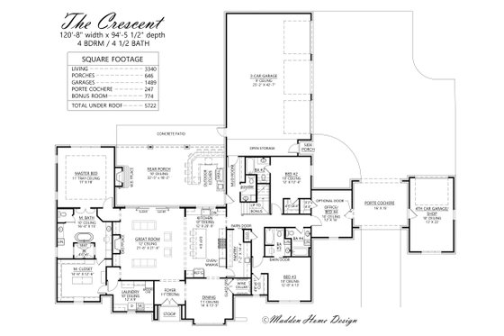 Floor Plan - Main Floor for European House Plan #1074-64 - 4 bed, 4.5 bath