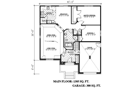Floor Plan - Main Floor for European House Plan #138-321 - 2 bed, 1 bath
