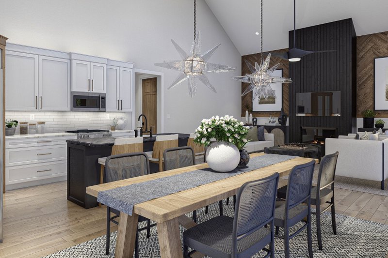 House Blueprint - Interior - Dining Room for Barndominium House Plan #455-592 - 3 bed, 2 bath