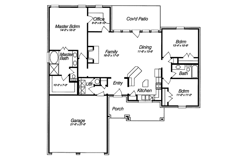 House Blueprint - Floor Plan - Main Floor for Traditional House Plan #946-2 - 3 bed, 2 bath
