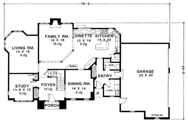 Dream House Plan - Colonial Floor Plan - Main Floor Plan #1001-93