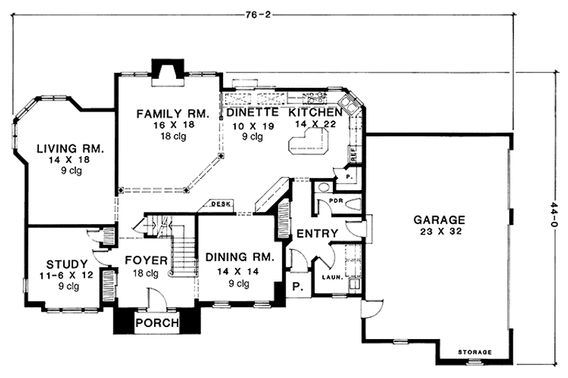 Home Plan - Floor Plan - Main Floor for Colonial House Plan #1001-93 - 4 bed, 2.5 bath