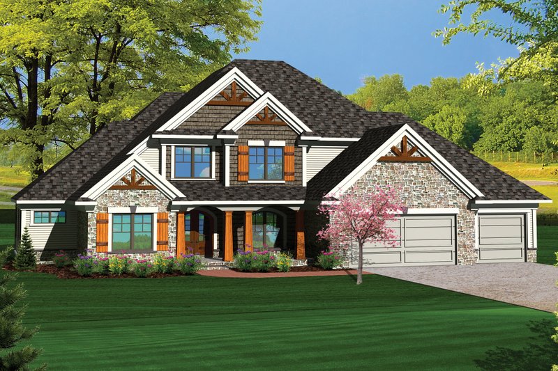 Home Plan - Craftsman Exterior - Front Elevation Plan #70-1065
