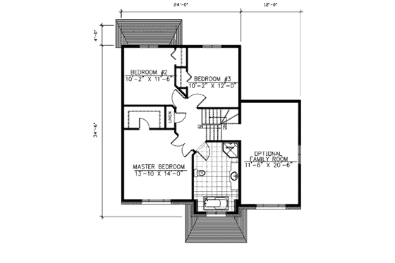 Floor Plan - Upper Floor for Southern House Plan #138-263 - 3 bed, 1.5 bath