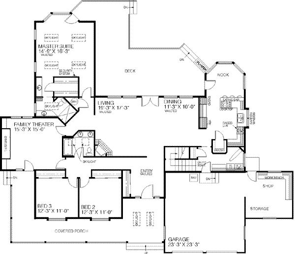 House Design - Ranch Floor Plan - Main Floor Plan #60-215
