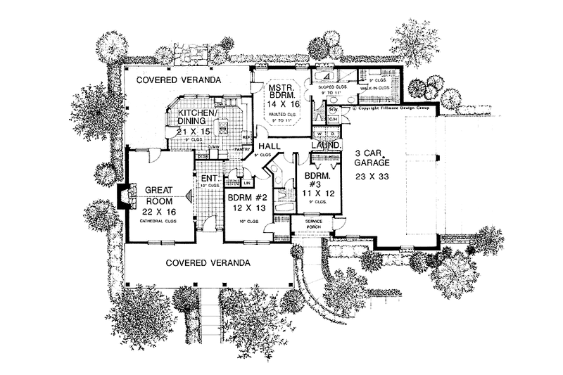 Dream House Plan - Floor Plan - Main Floor for Country House Plan #310-1006 - 3 bed, 2 bath