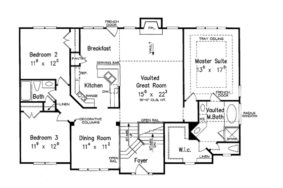 Floor Plan - Main Floor for Colonial House Plan #927-460 - 3 bed, 2 bath