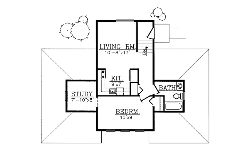House Plan Design - Floor Plan - Upper Floor for Bungalow House Plan #72-1145 - 1 bed, 1 bath