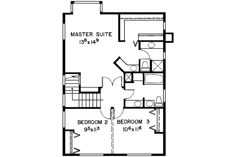 House Blueprint - Floor Plan - Upper Floor for Contemporary House Plan #60-741 - 3 bed, 2.5 bath