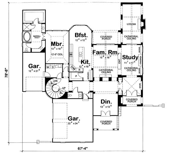 Architectural House Design - European Floor Plan - Main Floor Plan #20-2158