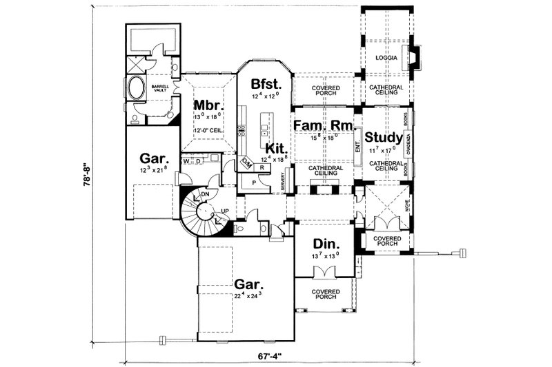Home Plan - Floor Plan - Main Floor for European House Plan #20-2158 - 4 bed, 4 bath