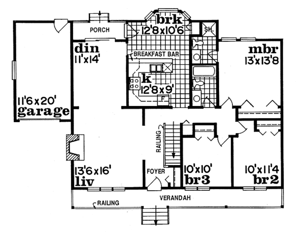 Architectural House Design - Ranch Floor Plan - Main Floor Plan #47-801